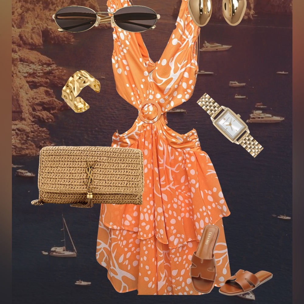 Vestido naranja corto- Talla S- beach vibes - sunset party